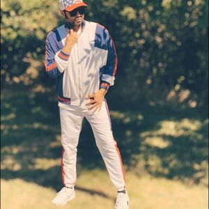 Fashion Nova Men Retro Style Zippered Tracksuit Jacket With Pockets In Large